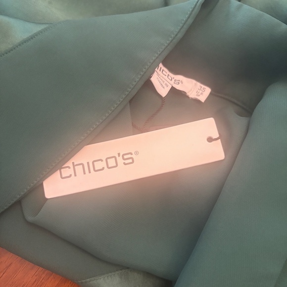 NWT Chicos Relaxed Stretch Satin Tunic Top Juniper Green Size 3.5 1X 18 $99 - Picture 5 of 5